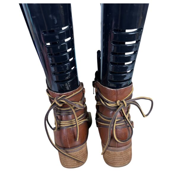 Korks Kork-Ease Belaya Cognac Brown Leather Lace Up Ankle Booties Size 6 - Picture 5 of 7